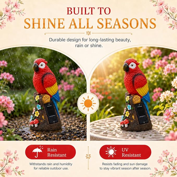 Handcrafted Parrot Garden Statue, Artistic Outdoor Bird Sculpture with Nature-Inspired Details, Elegant Yard Decor for Patio, Lawn & Home Garden Display