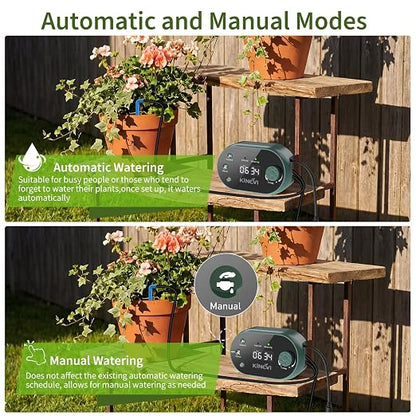 Automatic Plant Waterer Indoor 8W,Self Watering System for 30 Potted Plants, IP54 Waterproof Drip Irrigation System Device Kit,Programmable Water Timer with Smart Humidity Detection