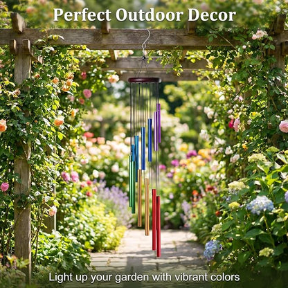 HOMEXUP Outdoor Colorful Wind Chimes for Outside with 12 Aluminum Tubes for Garden Patio Balcony and Home Decor（Color）