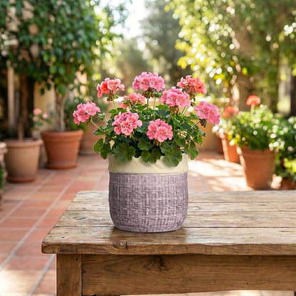 6 Inch Planter, Ceramic Pots for Plants, Round Flower Pots, Purple | Decorative Plant Pot with Drainage Hole, Boho Flower Pot for Indoor Plants, Apartment Decor, Birthday Gift for Women