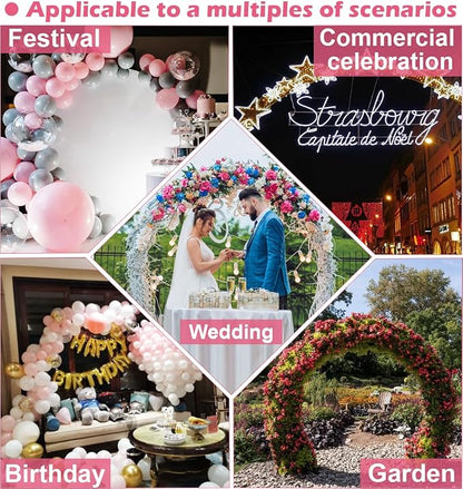 Queension Extra Large Wedding Arch for Ceremony 8.5Ft Wide 7.4Ft High, Metal Balloon Arches Backdrop Stand with Base for Party Supplies, Outdoor Garden Trellis for Climbing Plant, Round Frame, Black