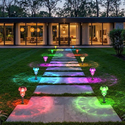 Mancra 16 Pack Solar Outdoor Lights Waterproof, Mushroom Solar Pathway Lights Color Changing Dusk to Dawn Auto On/Off Garden Decor for Yard Landscape Walkway
