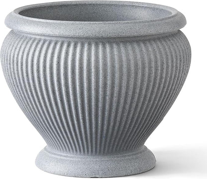 ARBORA 18" Cannes Urn Planter - Premium Polyresin Decorative Outdoor Planter with Drillable Drainage Hole for Optional Indoor Use, Lightweight, Weatherproof Plant Pot for Front Step, Garden, Deck