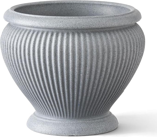 ARBORA 18" Cannes Urn Planter - Premium Polyresin Decorative Outdoor Planter with Drillable Drainage Hole for Optional Indoor Use, Lightweight, Weatherproof Plant Pot for Front Step, Garden, Deck
