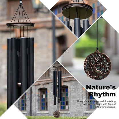 Vanquer Large Wind Chimes for Outside Deep Tone - 46'' Wind Chimes Outdoor Clearance, Memorial Windchimes, Sympathy Gift, Outdoor Décor, Patio, Home Décor, Vintage Black (46" Tree of Life)