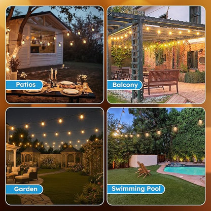GvvooHome S11 LED Outdoor String Lights 50FT, Shatterproof & Waterproof Patio Lights with 16 Plastic Bulbs for Porch, Deck, Garden, Backyard, Balcony, 2700K Dimmable