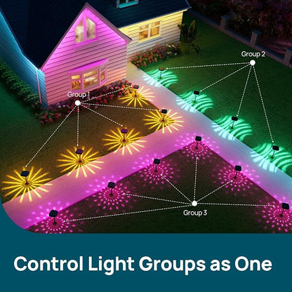 Linkind Smart Solar Pathway Lights SP6, in-App Pattern Switching Solar Lights Outdoor, USB&Solar Charging, Cool/Warm White/Color-Changing Landscape Lighting, Easter Decor for Yard, Patio, 1 Pack