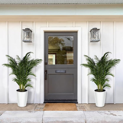 Garvee Tall Planters for Outdoor Plants, 16 in Large Planters Set of 2, Outdoor & Indoor Planters with Water Level Monitor ＆ Inner Bucket, Automatic Watering, for Porch, Patio, Backyard, White