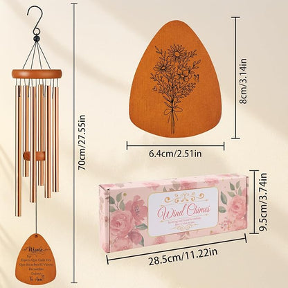 Mom Wind Chimes for Outside, Windchimes with Double Sided Wooden Plaque, Gifts for Mom Garden Patio Decor