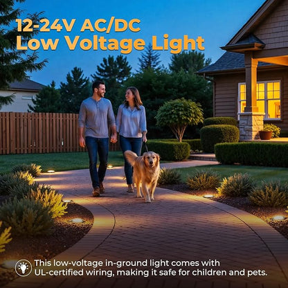 Gardencoin Brass Low Voltage Landscape Well Lights (5" Cover, 5.5" Tall), 12V LED Wired In-Ground Outdoor Up Lighting Fixture Waterproof, Adjustable Beam Direction Base, Without MR16 Bulb (12 Pack)