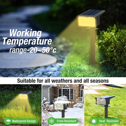 nipify 3 Pack 62 LED Solar Spot Lights Outdoor Motion Sensor with 3 Modes | 2-in-1, Auto ON/OFF, Solar Powered, Waterproof Landscape Spotlights for Outside Yard Wall Garden, Warm White