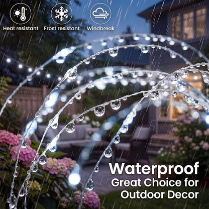 btfarm 4 Pack 120 LED Solar Garden Lights Outdoor, 8 Modes Firework Lights Solar Powered, Waterproof Twinkle Fairy Light Outside for Yard Patio Pathway Pool Christmas Party Decorative, Cool White