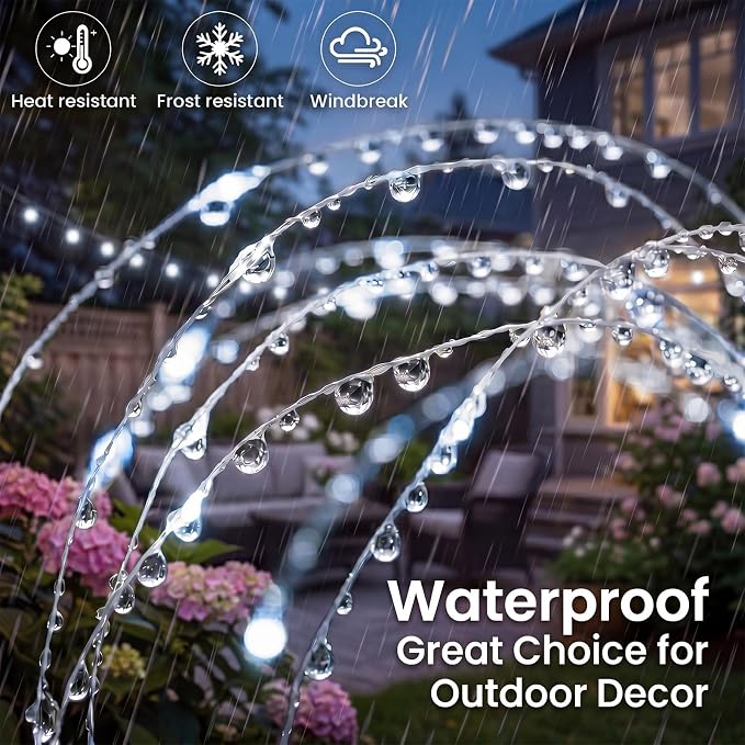 btfarm 3 Pack 120 LED Solar Garden Lights Outdoor, 8 Modes Firework Lights Solar Powered, Waterproof Twinkle Fairy Light Outside for Yard Patio Pathway Pool Christmas Party Decorative, Cool White