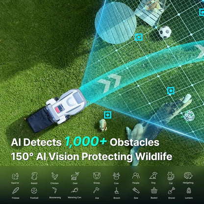 ANTHBOT N8 Robotic Lawn Mower with Sweeper, RTK+NRTK 1/2 Acre, 4-in-1 Mowing and Grass Collection System, Automatic Targeted Dumping 23L Large-Capacity Leaf Collection Bin, 45% Slope, App Control