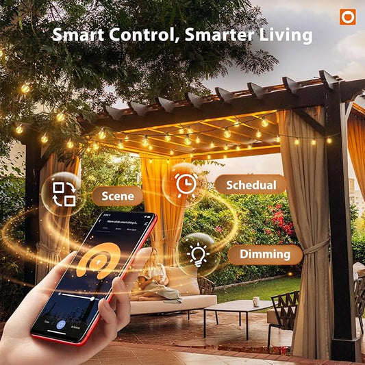 addlon Outdoor String Lights 100FT G40 with APP Control, 54 LED Shatterproof Bulbs, Dimmable Patio Globe Lights Waterproof, Hanging Outside Lighting for Backyard, Garden, Deck, Balcony, Café