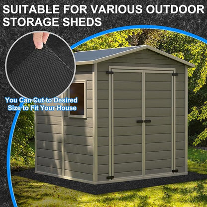 M METERXITY 3 mm Thickened Outdoor Storage Shed Mat, 4.9x9.2 ft Waterproof Shed Flooring Mat for Patio Furniture Floor Protecting from Wear/Liquid/Dust/Oil, Non-Slip Felt Rubber Rug Pad [Grey]