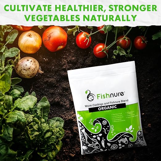 Fishnure -8 lbs Organic Fertilizer Humus Compost Made from Worm Castings and Fish Manure Vermicompost - Odor Free - Indoor and Outdoor use - for Gardens, Flowers, Herbs, Vegetables, Succulents