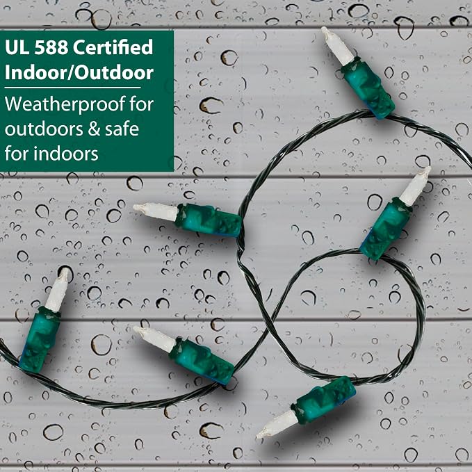 Brite Star 100 Count Mini String Christmas Lights, Red - 22 feet Indoor/Outdoor Christmas Tree Lights with Green Wire