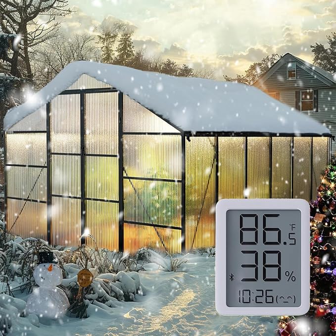 10X12FT Enhanced Aluminum Large Greenhouse for Outdoors with Thermometers | Easy Assembly, UV-Resistant Panel, Rain Gutter, Lockable Sliding Door, Built-in Reinforcement, For Vegetable, Flower and Herb