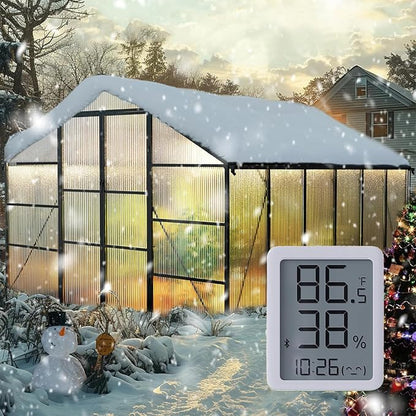 10X12FT Enhanced Aluminum Large Greenhouse for Outdoors with Thermometers | Easy Assembly, UV-Resistant Panel, Rain Gutter, Lockable Sliding Door, Built-in Reinforcement, For Vegetable, Flower and Herb
