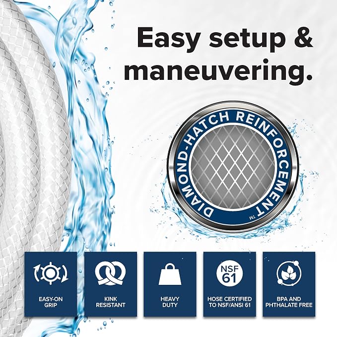 Camco TastePURE 10-Ft Water Hose-RV Drinking Water Hose Contains No Lead,No BPA&-No Phthalate-Features Diamond-Hatch Reinforced PVC Design-1/2” Inside Diameter,Made in the USA (22743),(Pack of 2)