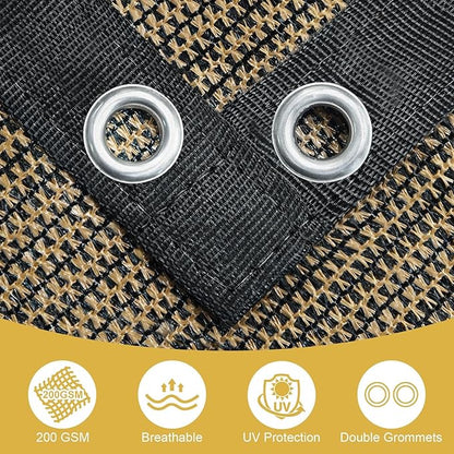 Shade&Beyond 90% Sun Shade Cloth with Grommets, 6' X 10' Pergola Shade Cover Canopy, Mesh Tarp Sun Screens for Patio, Outdoor, Garden, Backyard, Mocha