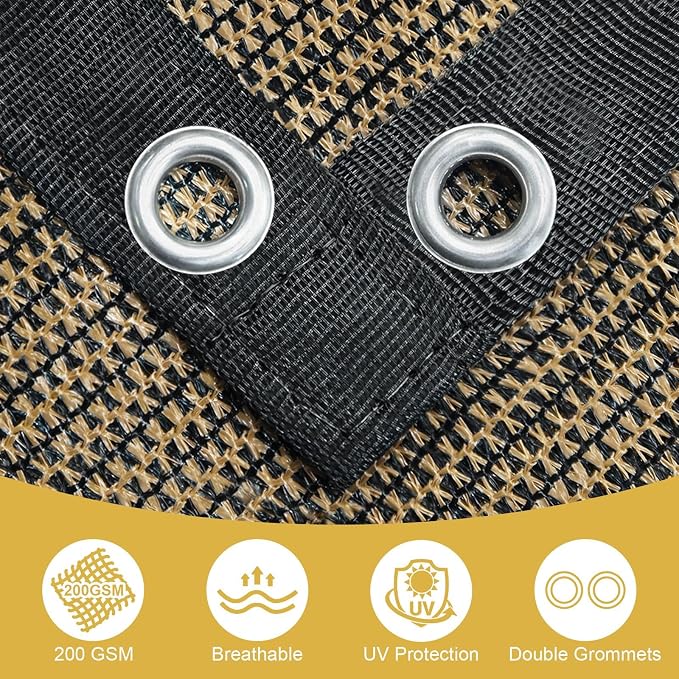Shade&Beyond 90% Sun Shade Cloth with Grommets, 6' X 8' Pergola Shade Cover Canopy, Mesh Tarp Sun Screens for Patio, Outdoor, Garden, Backyard, Mocha