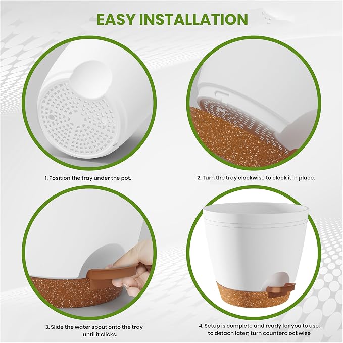 Utopia Home Self Watering Pots for Indoor Plants, Planters for Indoor Plants, Multi-Size Flowerpot, Set of 10 Plant Pots with Drainage & Reservoir, 6.8"/6.4"/5.9"/5.5"/4.9" (White)