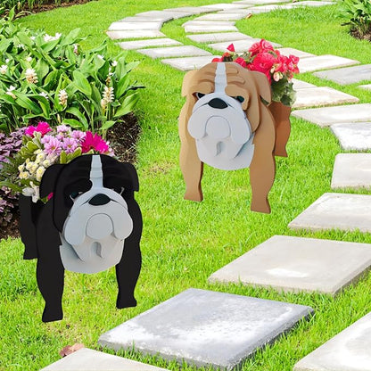English Bull Dog Planter Plant Pots, 9.45 x 7.48 x 10.36 Inches | Cute Animal Shaped Plant Pot, Gifts for Women & Pet Lovers, Indoor Outdoor Garden Home Office Decor