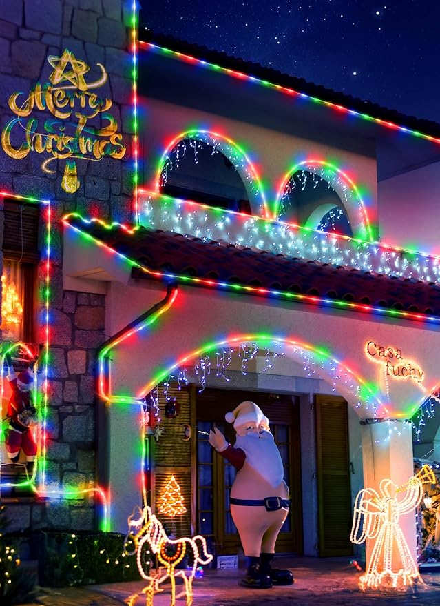 Brightown 39FT 100LED Solar Rope Lights Outdoor Waterproof, Multicolor | IP65 Solar Powered Fairy Lights with 8 Lighting Modes, Outdoor String Lights for Party Garden Yard Holiday Tree Decoration