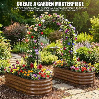 Galvanized Raised Garden Bed Outdoor, 2Pcs 4x2x1ft Oval Planter Box with Rubber Strip,Metal Raised Bed Kit for Vegetables Flowers Herbs, Grain