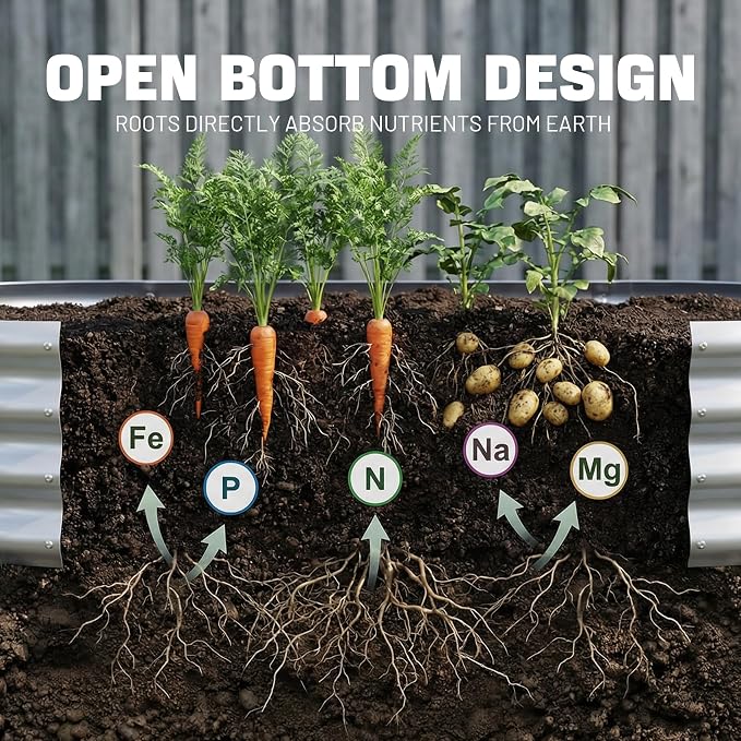 AHEONLAR 3 Pack 6×3×1ft Galvanized Raised Garden Bed, Oval Durable Planter Boxes Outdoor for Vegetables, Fruits, Flowers and Plants, Quick Assembly, Grey
