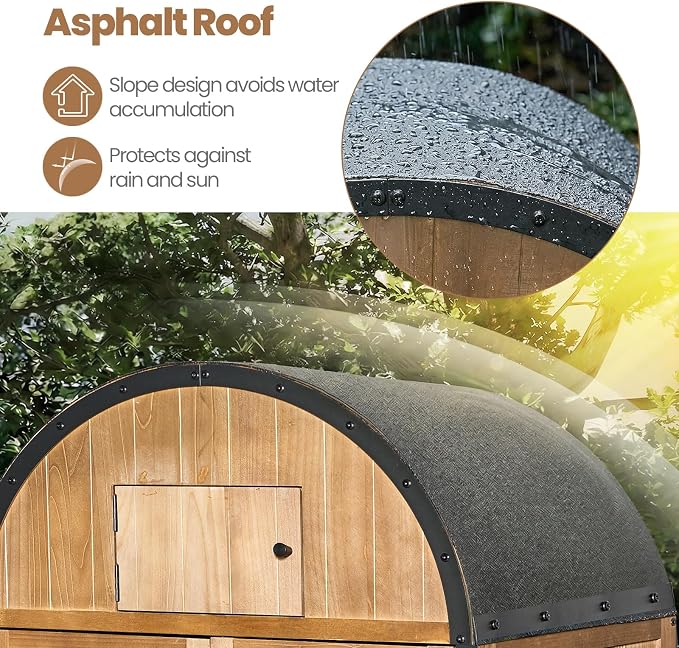 NORTHSKY Outdoor Storage Shed, Waterproof Garden Tool Cabinet with Domed Roof & Double Doors, Lockable 5-Storage Organizer for Patio Lawn Backyard - Solid Wood & Metal Frame