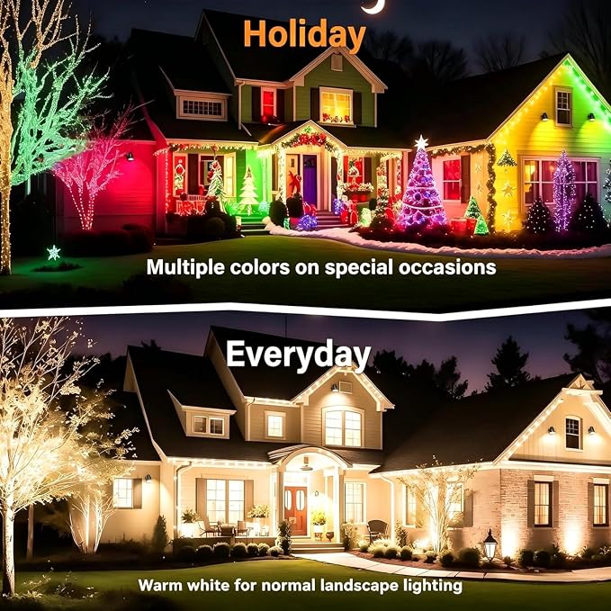 RGBW Landscape Lights 120V Plug in - 16 Colors & Modes Color Changing Metal Spotlights with Remote for Outdoor Yard Garden Pathway Trees