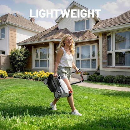 Litheli 14 Inch Cordless Lawn Mower, Brushless Electric Push Mower with 2x5.0Ah Batteries, 5-Position Height Adjustment, 9-Gallon Grass Catcher for Garden Yard Farm