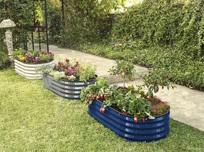 Plant & Plot Galvanized Raised Garden Beds Outdoor // 4×2×1 ft Planter Raised Beds for Gardening, Vegetables, Flowers // Large Metal Garden Box (Navy) // Patented Tool-Free Design