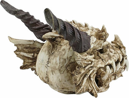 Design Toscano Stoker's Moors Dragon Skull Gothic Garden Statue, Large, 26 Inch, Polyresin, Full Color