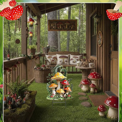 Amyhill Mushroom Outdoor Decor Summer Metal Garden Stakes Mushroom Yard Signs Gift for Nature Lovers Farmhouse Waterproof Lawn Sign Outdoor Decorations for Spring Summer Holiday Garden Lawn Decor