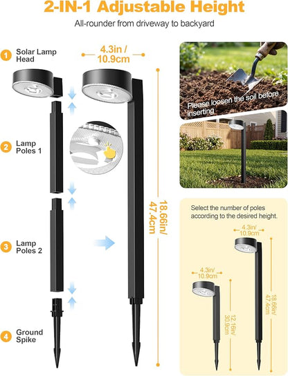 VOLISUN Solar Pathway Lights Outdoor, 12 Pack 3CCT(3000K/4500K/6000K) Bright Solar Walkway Lights, Auto On/Off, Landscape Path Lights with Optical Len & IP65 Waterproof for Yard Patio Walkway Driveway