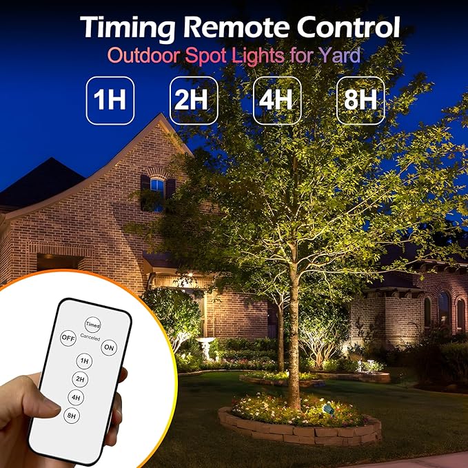 Outdoor Spot Lights,120V Timer Remote Control,Halloween Lights, | 6000K Landscape Lighting, 5 Color Lenses (RGB,Yellow,Purple) ,Christmas Lights for Flag Tree Garden