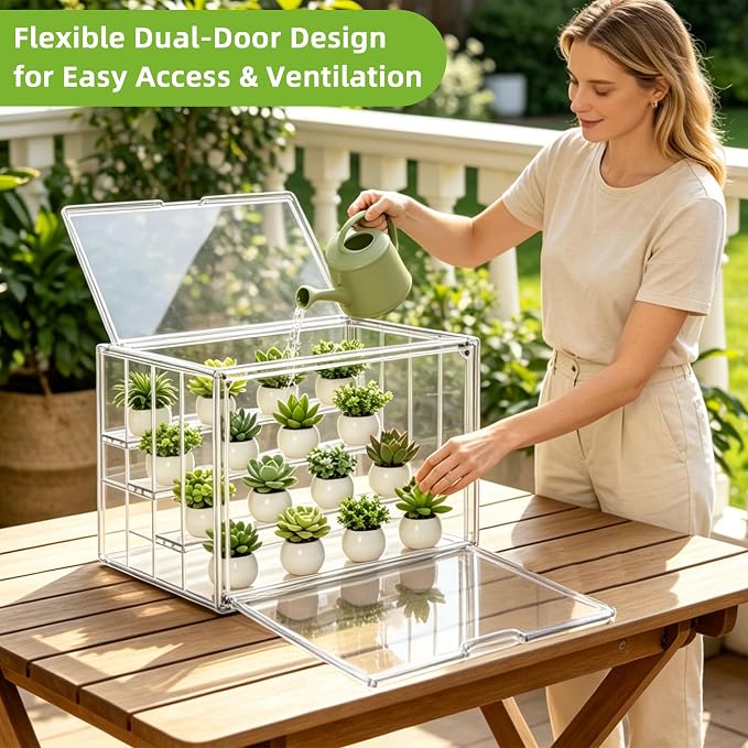 Mini Greenhouse Indoor with Magnetic Door, M-4tier-2door-1pcs | Dual-Door Design, Easy Access, Great Heat & Moisture Retention, Adjustable Ventilation, Grows Well in Varied Conditions