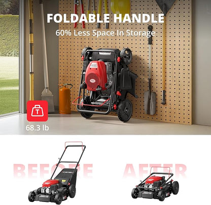 AMERISUN Gas Lawn Mower 21 in, 144cc 4-Stroke Walk-Behind Push Mower, 3-in-1 Mulch Bag Side Discharge System, 6 Adjustable Cutting Heights, Heavy Steel Deck for Yard & Garden Care