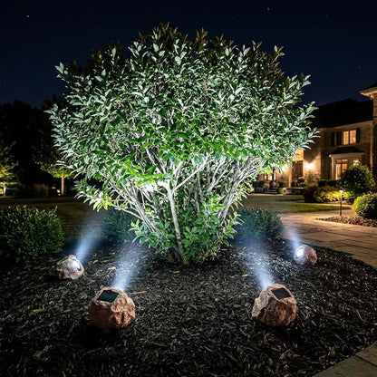 Candieslife Solar Garden Rock Lights Outdoor - IP65 LED Waterproof Solar Spotlight, Solar Powered Landscape Lights Decorative Garden Stone Light for Pathway, Walkway, Yard, Patio (4 Pack)