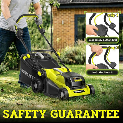 40V Electric Lawn Mower 16" Cordless Battery Powered Mower, 2 in 1 Mulching Lawnmower with 5-Position Height Adjustment 10.6 Gallon Bag, Small Push Lawn Trimmer, 2X4.0Ah Battery and 2 Chargers