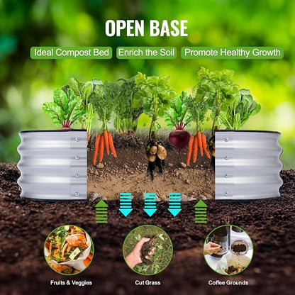 Backyard Expressions Home Galvanized Raised Garden Bed Kit 4x2x1ft, Planter Box Raised Garden Beds Outdoor, Easy Assembly Metal Raised Bed for Gardening Vegetables, Fruits, Flowers - Silver