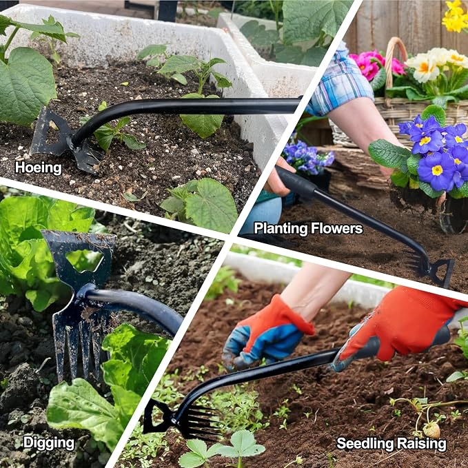 Weed Puller Tool-2Pcs Gardening Hand Weeder Tools, 2026 New Weeding Artifact Uprooting Weeding Tool, Manganese Steel Weed Removal TooL, 6 Teethes Dual Purpose Manual Weed Pulling Tool for Yard Gardenl
