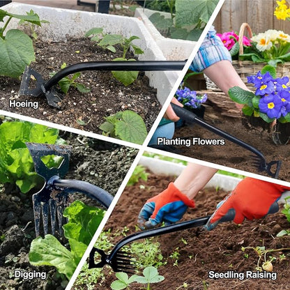 Weed Puller Tool-2Pcs Gardening Hand Weeder Tools, 2026 New Weeding Artifact Uprooting Weeding Tool, Manganese Steel Weed Removal TooL, 6 Teethes Dual Purpose Manual Weed Pulling Tool for Yard Gardenl