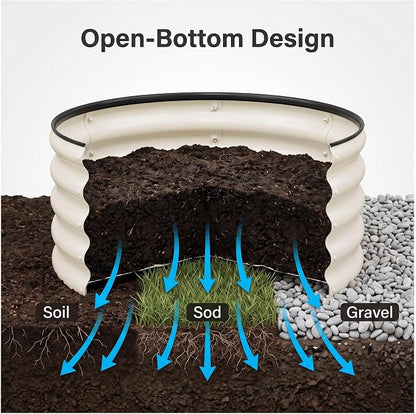SnugNiture 2x2x1ft Round Galvanized Raised Garden Bed Kit Outdoor, Metal Planter Box for Planting Plants Vegetables, White
