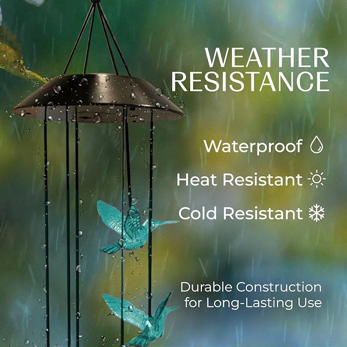 Upblend Outdoors Hummingbird Solar Hanging Decoration for Outside – Color Changing LED Decoration for Outside, Solar Decor Outdoor Waterproof – Hummingbird, Light Blue