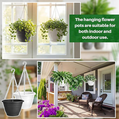 40 Pcs 10 Inch Plastic Hanging Planter Bulk Self Watering Hanging Baskets for Plants with Holes and Chain Plant Pot Outdoor Indoor Planter for Garden, Balcony, Porch, Patio Decor